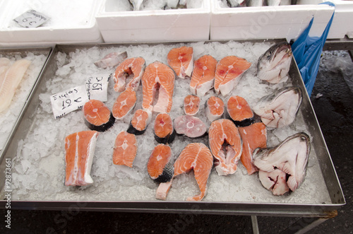 Fish chops and fish heads from a fish market in (Giannitsa) in the North of greece. photo