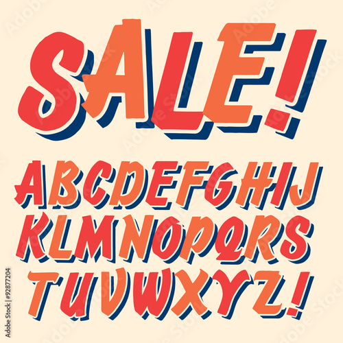Handmade script font. Comic letters. Funny alphabet for decoration