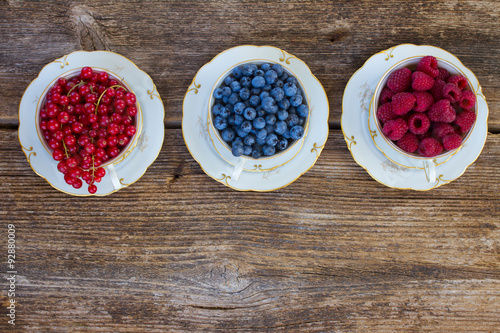 fresh raspberry, red carrunt and blueberry photo