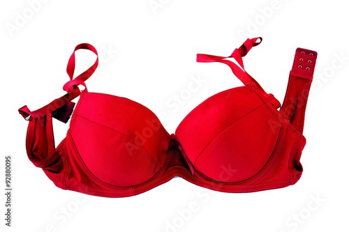Red bra isolated over white