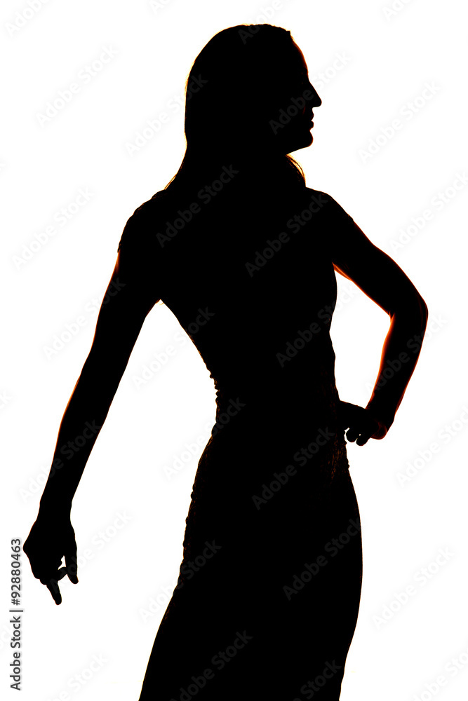 silhouette of a woman in tight dress close