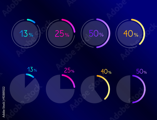 Exclusive dark blue bussiness pie circle chart, graph. Line design. Infographic.