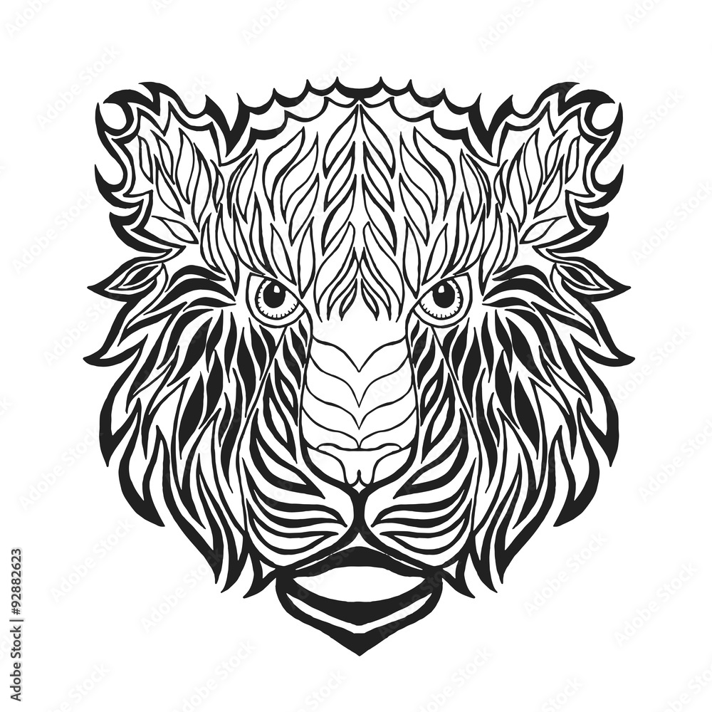 Zentangle stylized tiger head. Sketch for tattoo or t-shirt. Zentangle stylized tiger head. Sketch for tattoo or t-shirt.