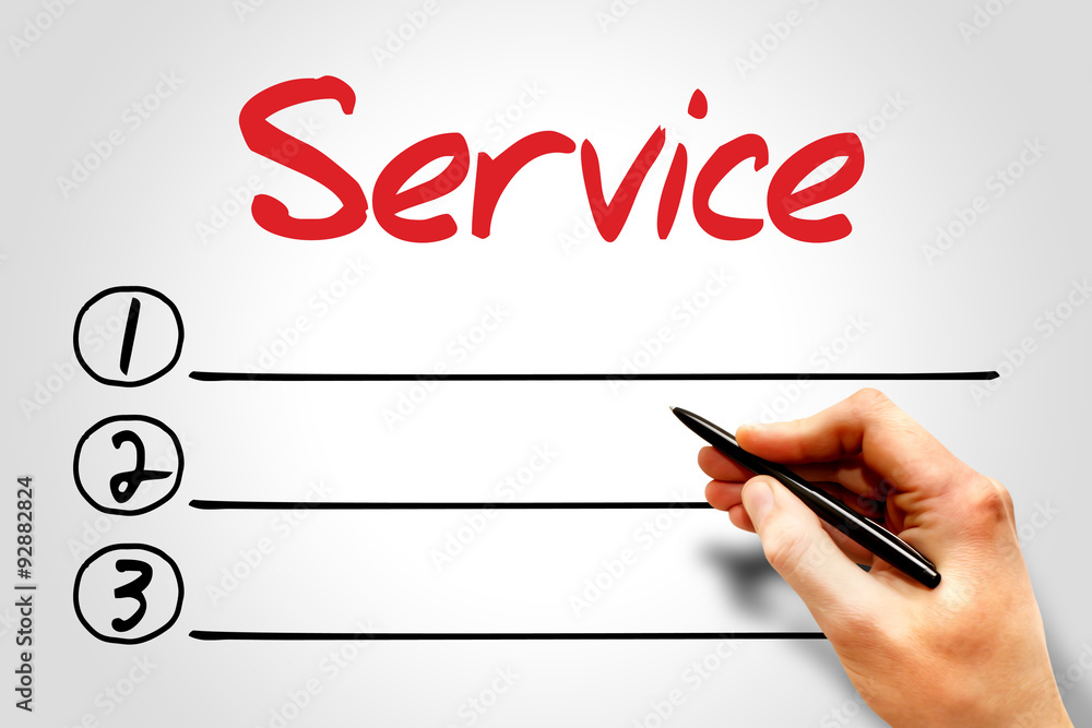 Service blank list, business concept Service blank list, business concept