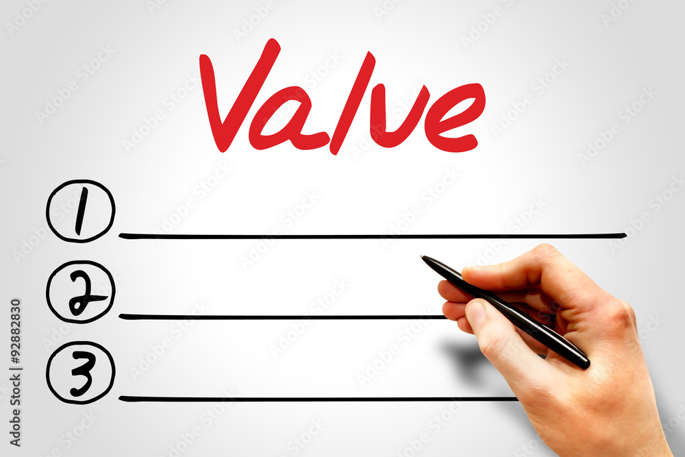Value blank list, business concept Value blank list, business concept