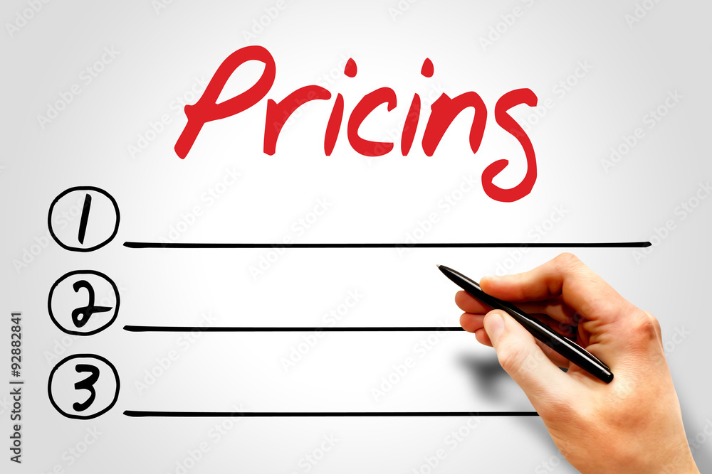 Pricing blank list, business concept Pricing blank list, business concept