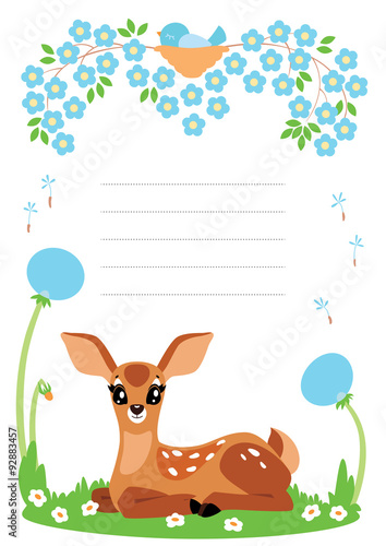 Cute card with baby deer; some blank space for your text included.