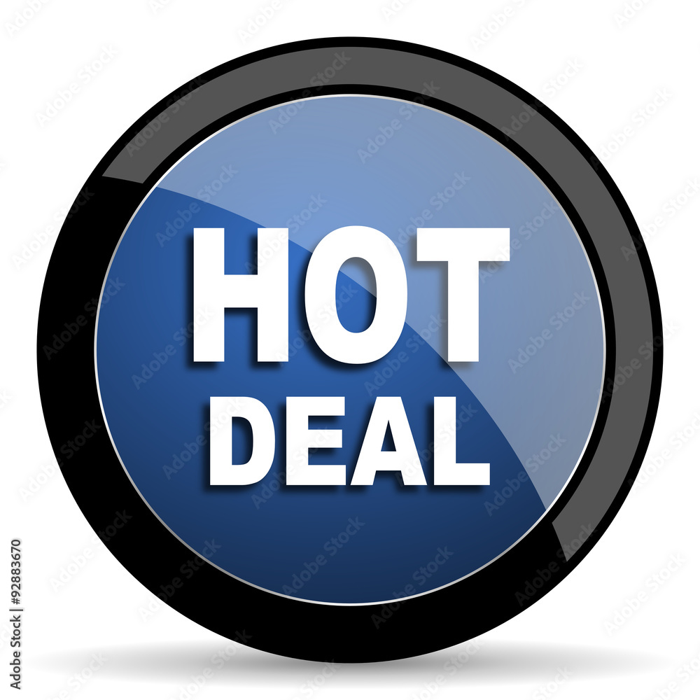 hot deal blue circle glossy web icon on white background, round button for internet and mobile app hot deal blue circle glossy web icon on white background, round button for internet and mobile app