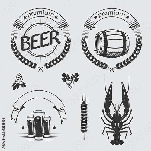 Vintage set of beer labels