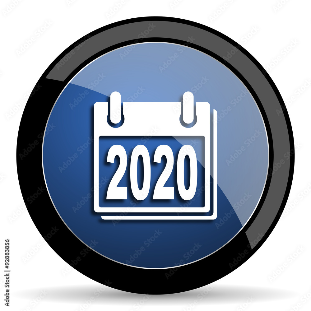 new year 2020 blue circle glossy web icon on white background, round button for internet and mobile app new year 2020 blue circle glossy web icon on white background, round button for internet and mobile app