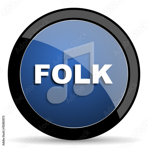 folk music blue circle glossy web icon on white background, round button for internet and mobile app