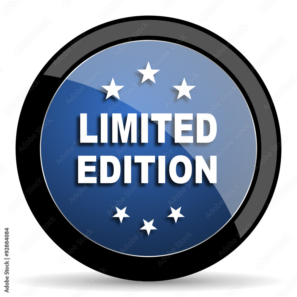 limited edition blue circle glossy web icon on white background, round button for internet and mobile app limited edition blue circle glossy web icon on white background, round button for internet and mobile app