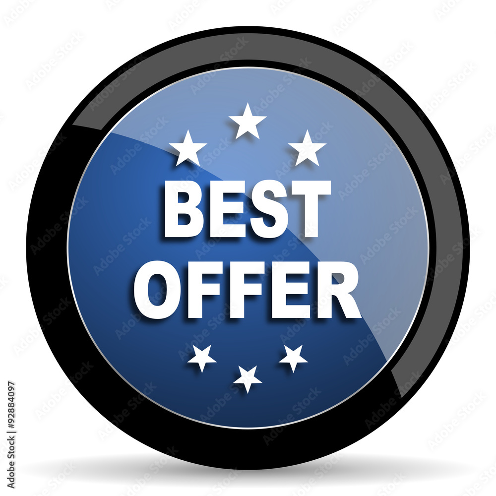 best offer blue circle glossy web icon on white background, round button for internet and mobile app best offer blue circle glossy web icon on white background, round button for internet and mobile app