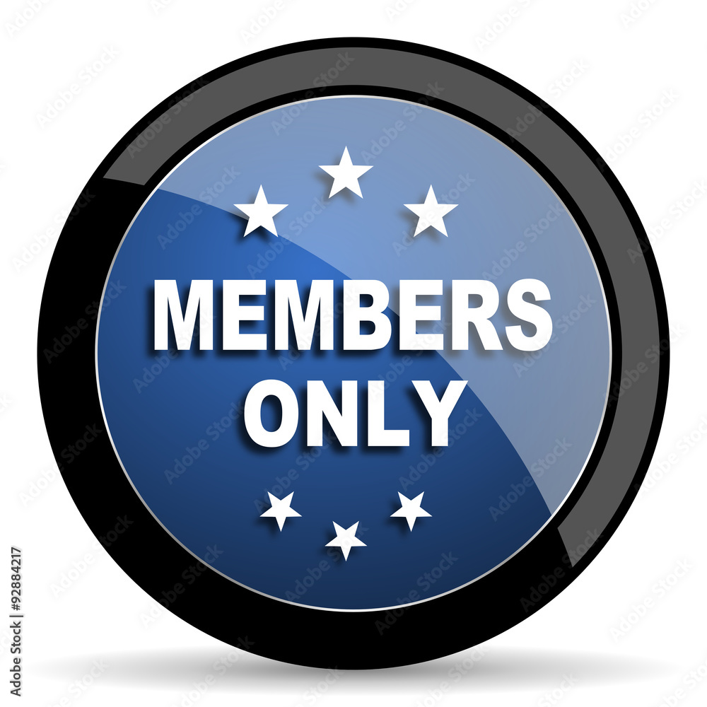 members only blue circle glossy web icon on white background, round button for internet and mobile app members only blue circle glossy web icon on white background, round button for internet and mobile app