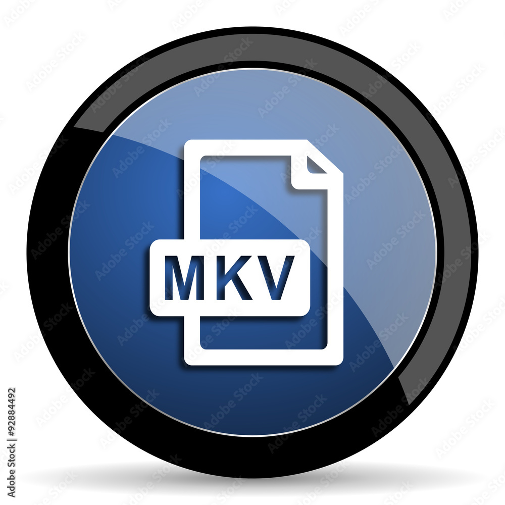 mkv file blue circle glossy web icon on white background, round button for internet and mobile app mkv file blue circle glossy web icon on white background, round button for internet and mobile app