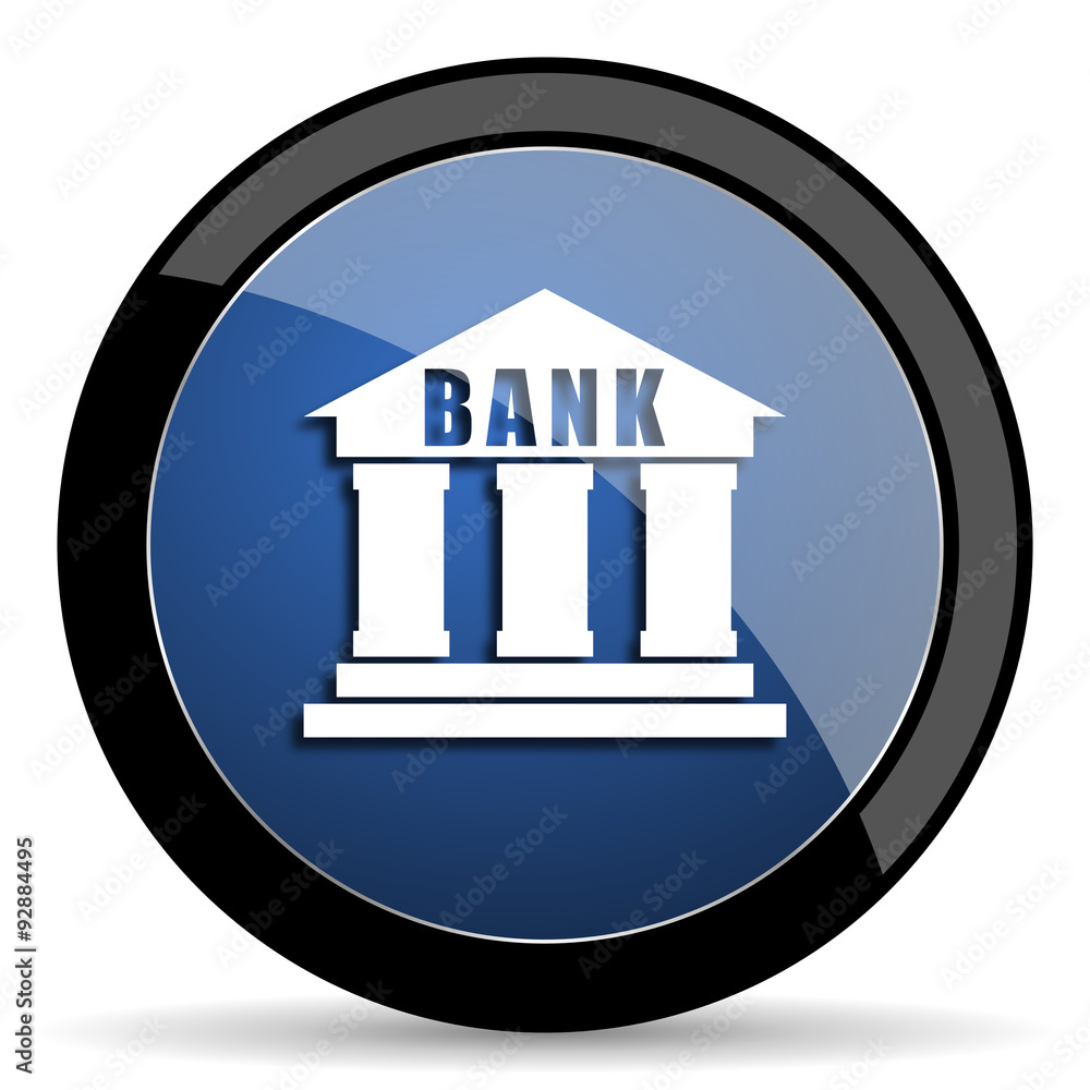 bank blue circle glossy web icon on white background, round button for internet and mobile app bank blue circle glossy web icon on white background, round button for internet and mobile app