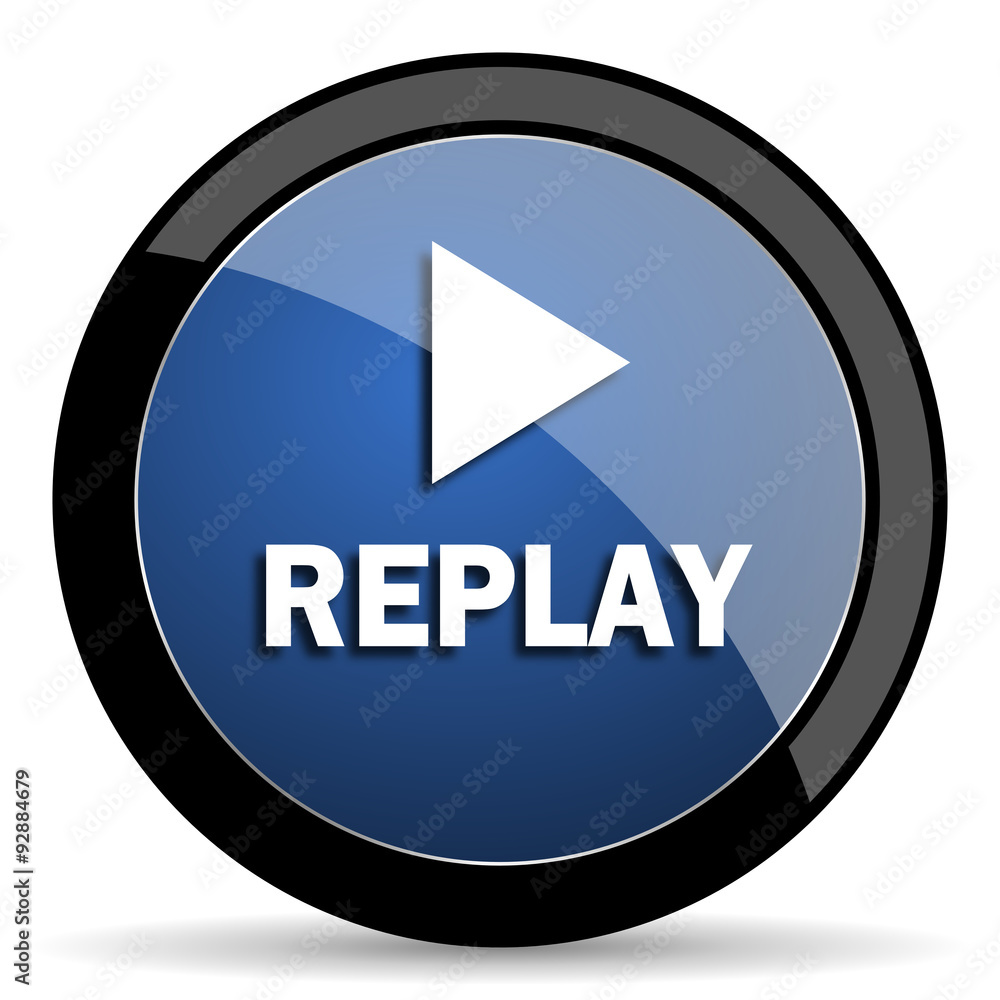 replay blue circle glossy web icon on white background, round button for internet and mobile app replay blue circle glossy web icon on white background, round button for internet and mobile app