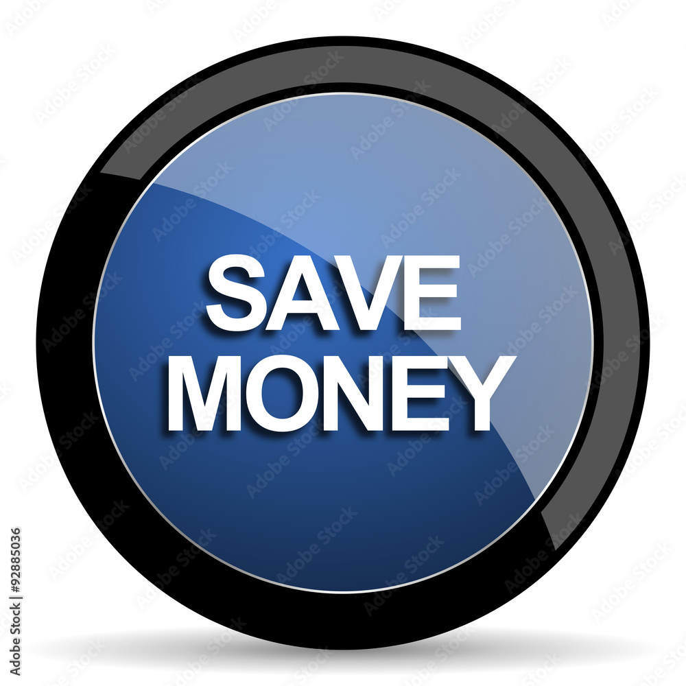 save money blue circle glossy web icon on white background, round button for internet and mobile app save money blue circle glossy web icon on white background, round button for internet and mobile app