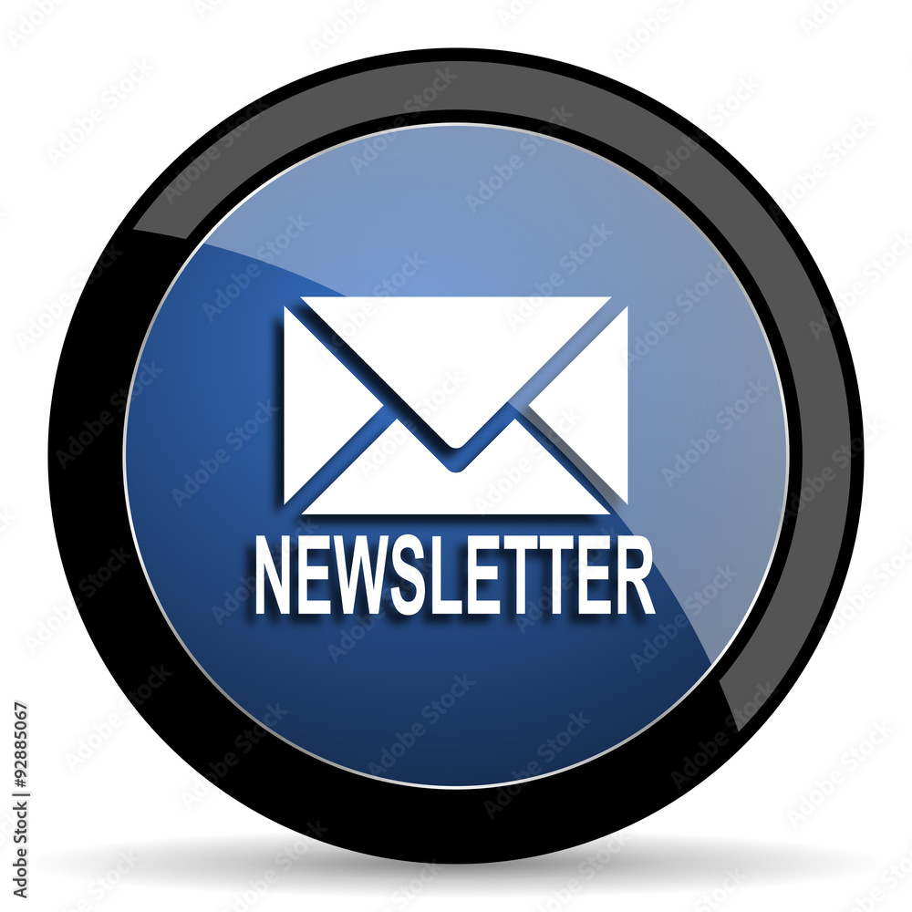 newsletter blue circle glossy web icon on white background, round button for internet and mobile app newsletter blue circle glossy web icon on white background, round button for internet and mobile app