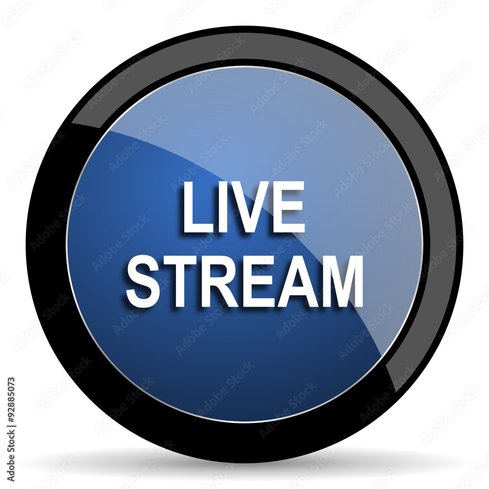 live stream blue circle glossy web icon on white background, round button for internet and mobile app live stream blue circle glossy web icon on white background, round button for internet and mobile app