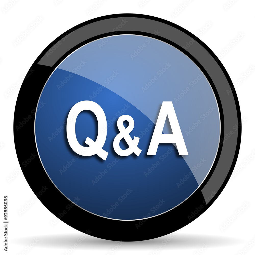 question answer blue circle glossy web icon on white background, round button for internet and mobile app question answer blue circle glossy web icon on white background, round button for internet and mobile app
