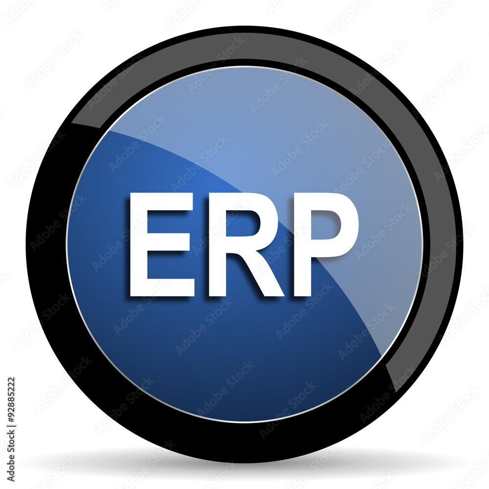 erp blue circle glossy web icon on white background, round button for internet and mobile app erp blue circle glossy web icon on white background, round button for internet and mobile app