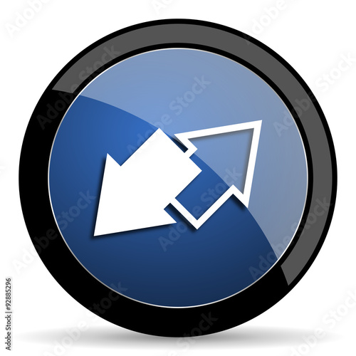 exchange blue circle glossy web icon on white background, round button for internet and mobile app