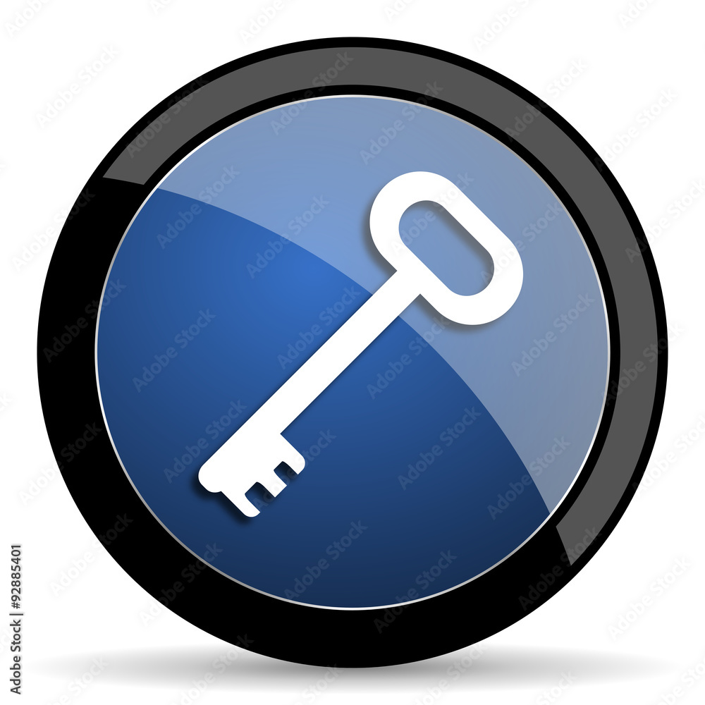 key blue circle glossy web icon on white background, round button for internet and mobile app key blue circle glossy web icon on white background, round button for internet and mobile app