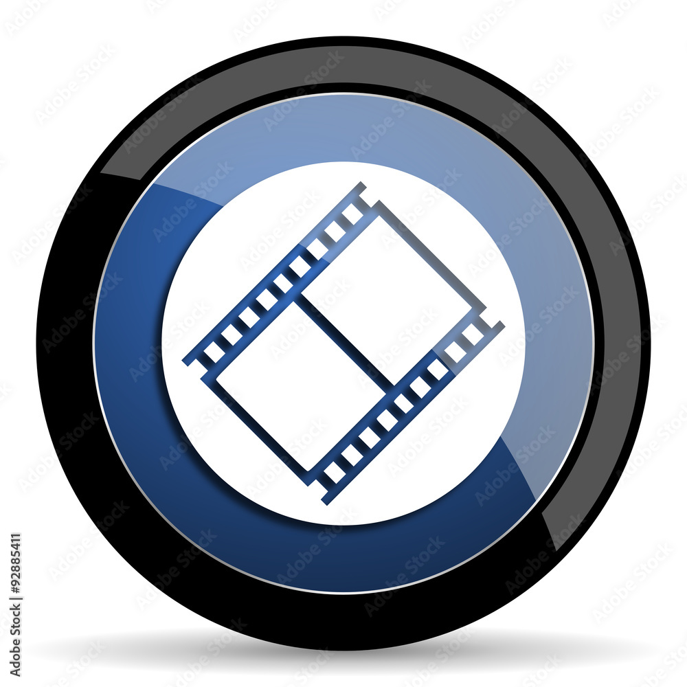 film blue circle glossy web icon on white background, round button for internet and mobile app film blue circle glossy web icon on white background, round button for internet and mobile app