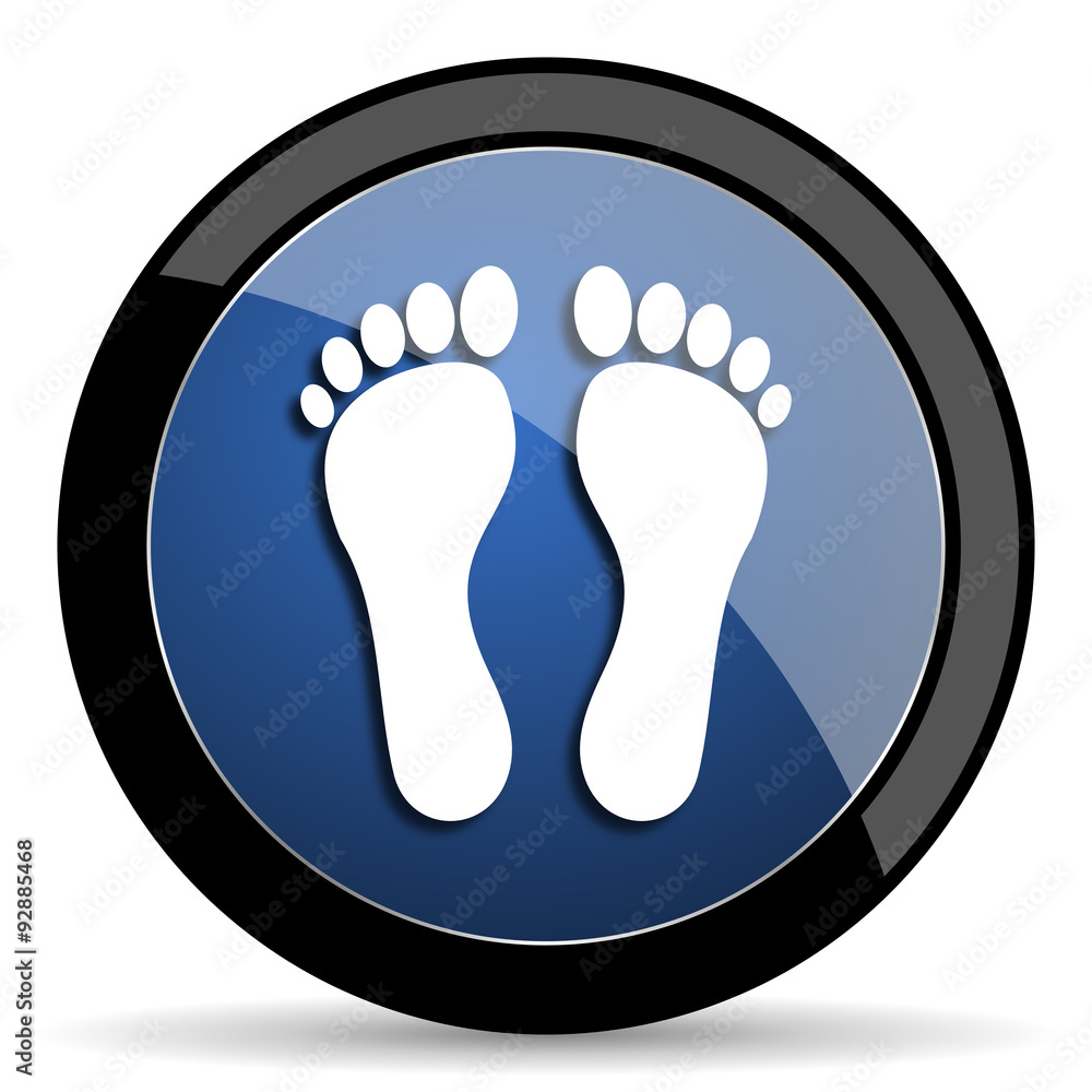 foot blue circle glossy web icon on white background, round button for internet and mobile app foot blue circle glossy web icon on white background, round button for internet and mobile app