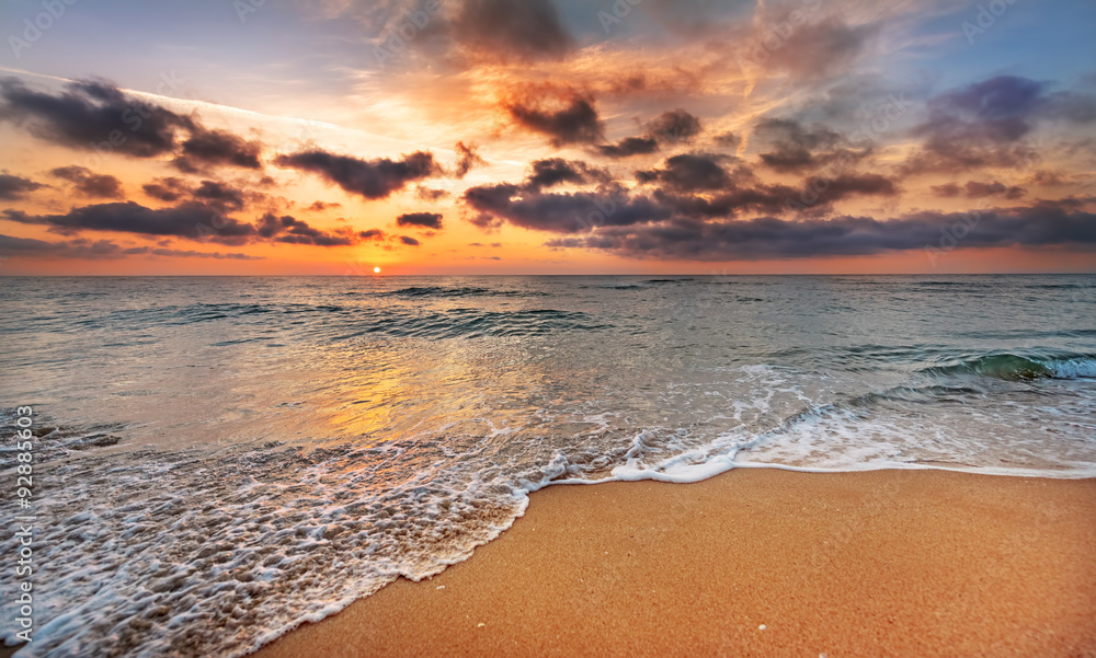 Sunrise on the beach of caribbean sea. Sunrise on the beach of caribbean sea.
