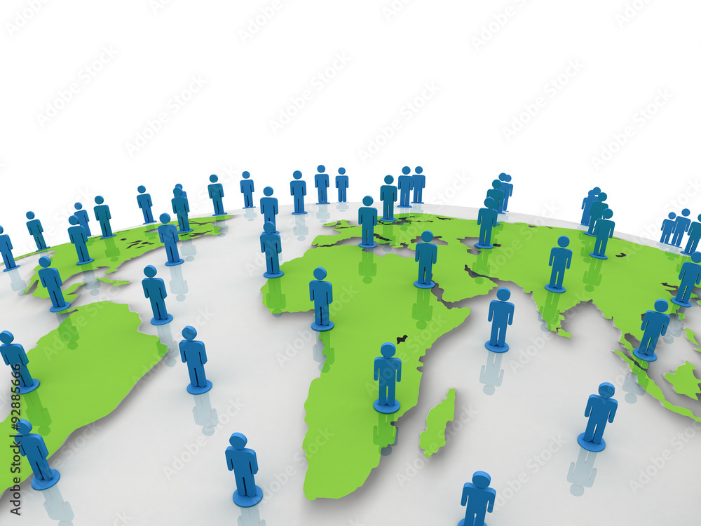 Social network people on green world globe map over white background Social network people on green world globe map over white background