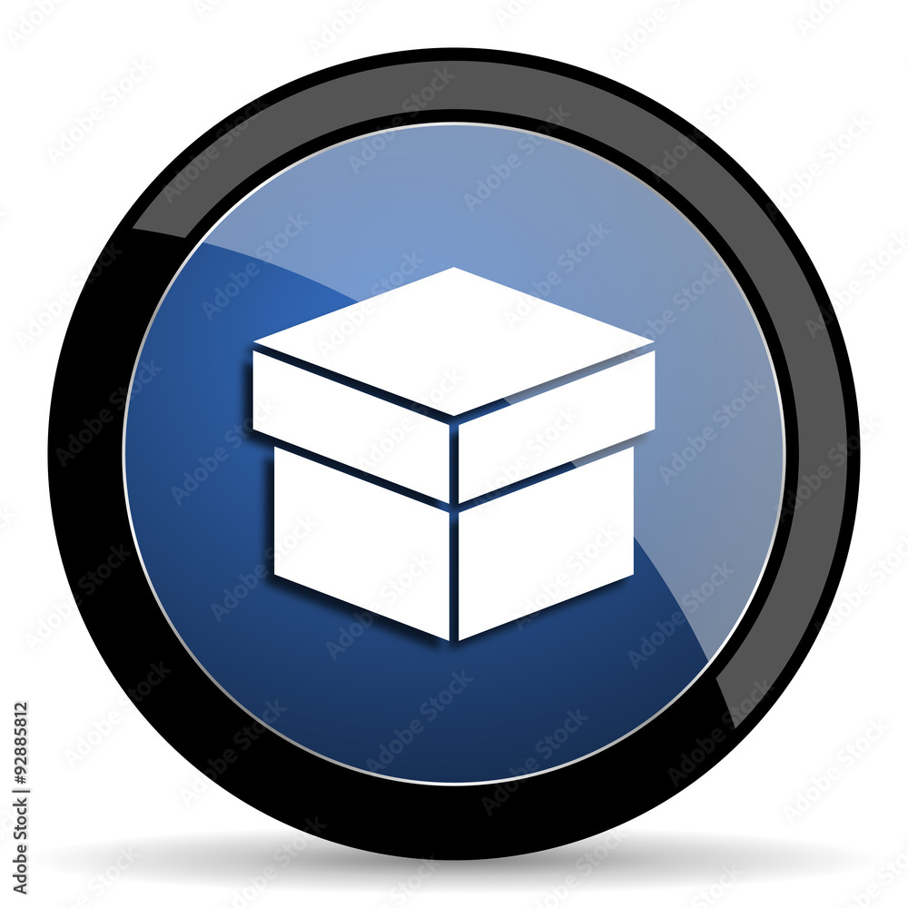 box blue circle glossy web icon on white background, round button for internet and mobile app box blue circle glossy web icon on white background, round button for internet and mobile app