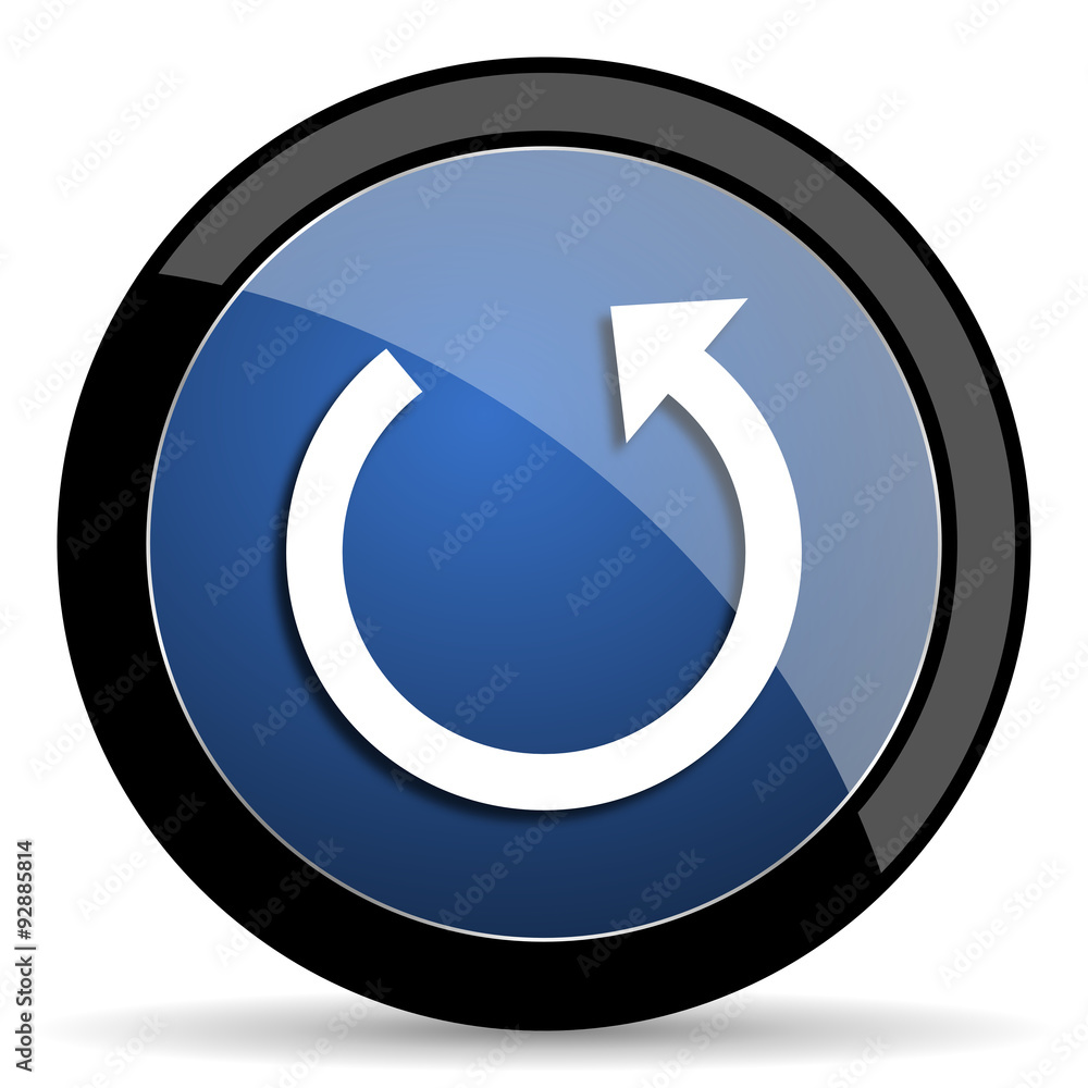 rotate blue circle glossy web icon on white background, round button for internet and mobile app rotate blue circle glossy web icon on white background, round button for internet and mobile app