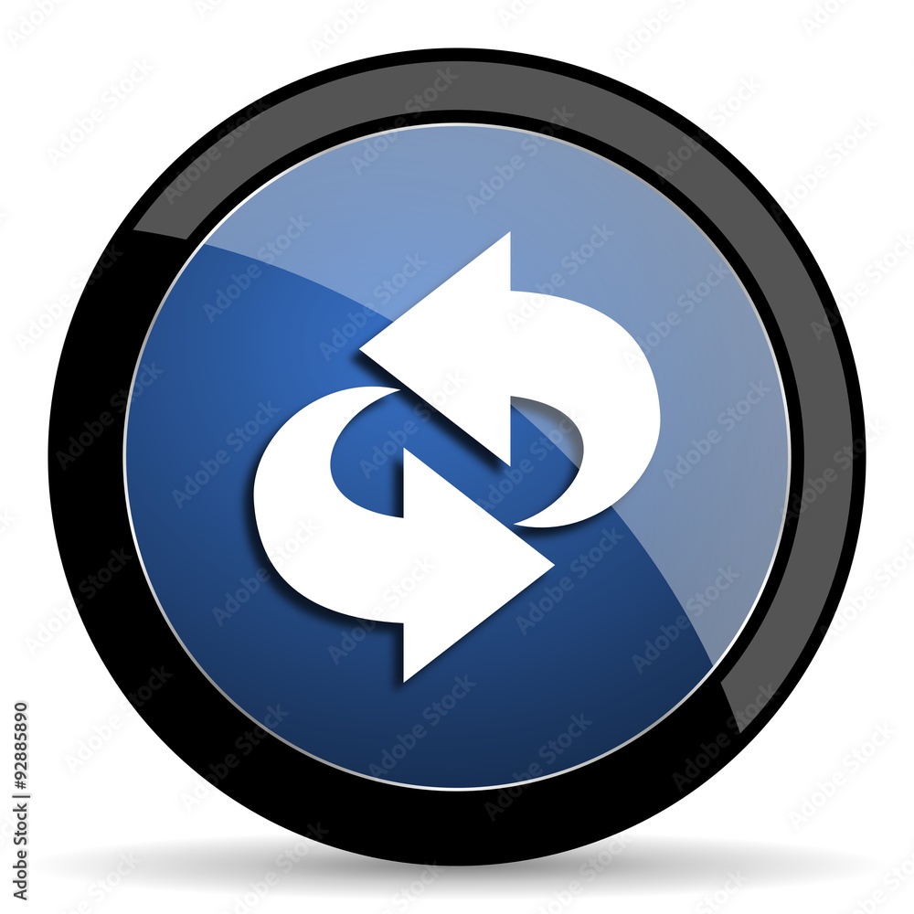rotation blue circle glossy web icon on white background, round button for internet and mobile app rotation blue circle glossy web icon on white background, round button for internet and mobile app