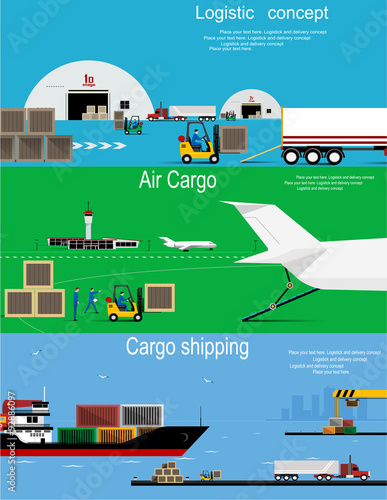 Logistic concept flat banners