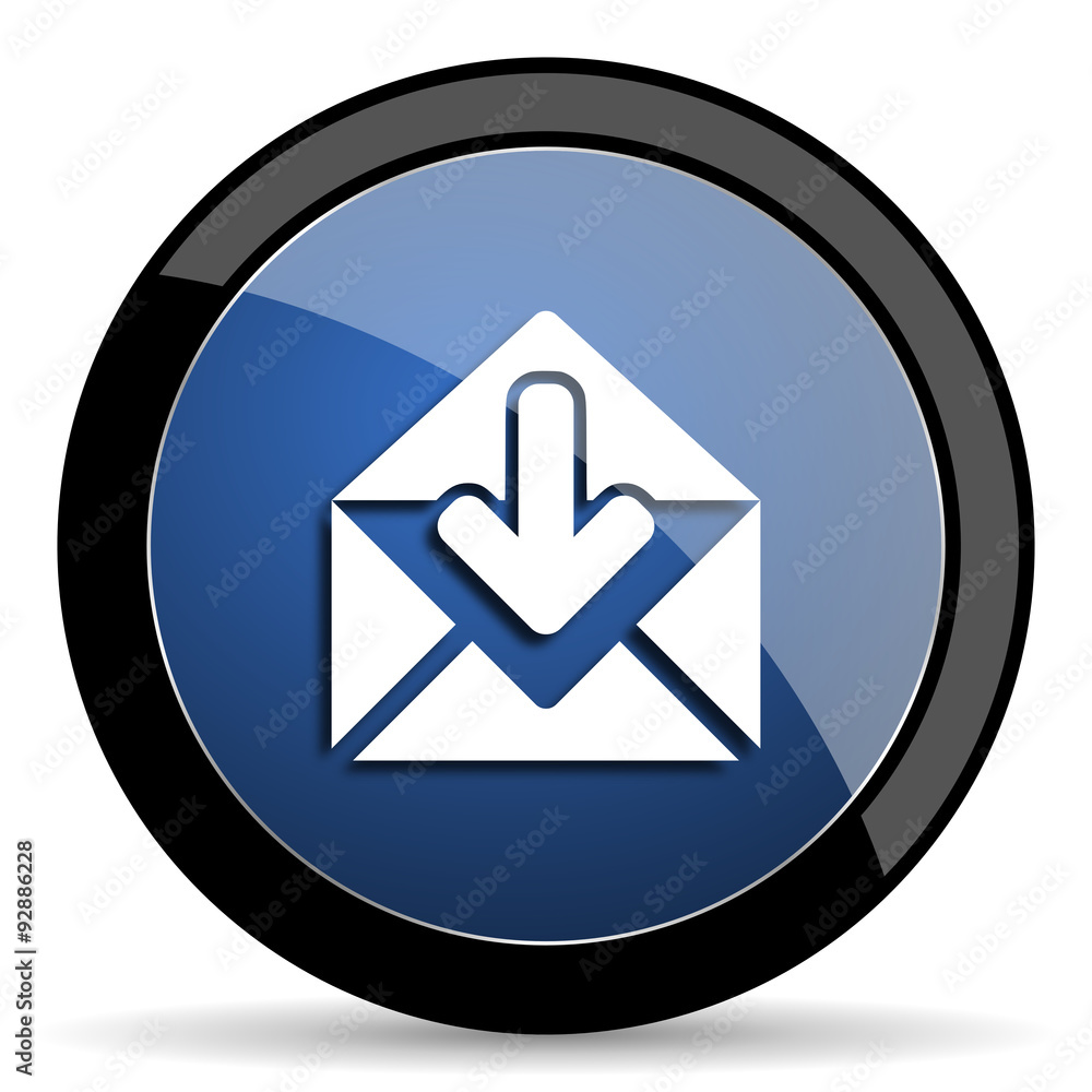 email blue circle glossy web icon on white background, round button for internet and mobile app email blue circle glossy web icon on white background, round button for internet and mobile app