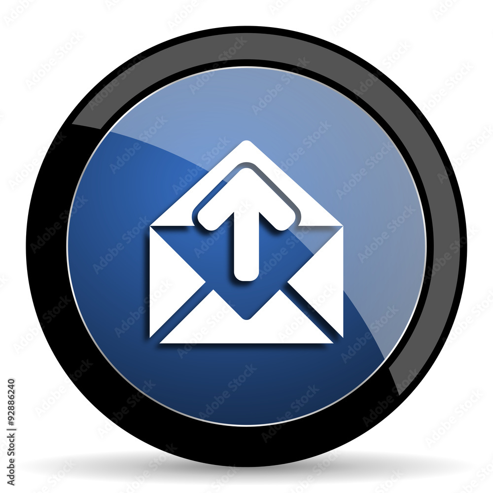 email blue circle glossy web icon on white background, round button for internet and mobile app email blue circle glossy web icon on white background, round button for internet and mobile app