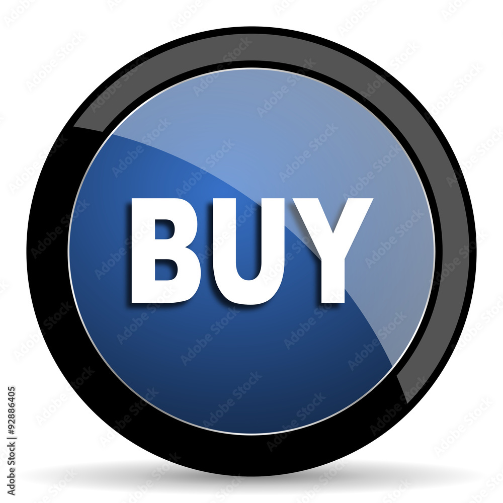 buy blue circle glossy web icon on white background, round button for internet and mobile app buy blue circle glossy web icon on white background, round button for internet and mobile app