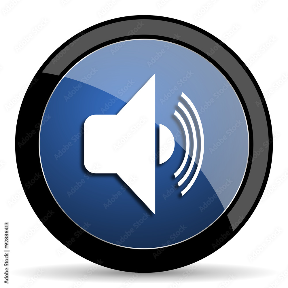 volume blue circle glossy web icon on white background, round button for internet and mobile app volume blue circle glossy web icon on white background, round button for internet and mobile app