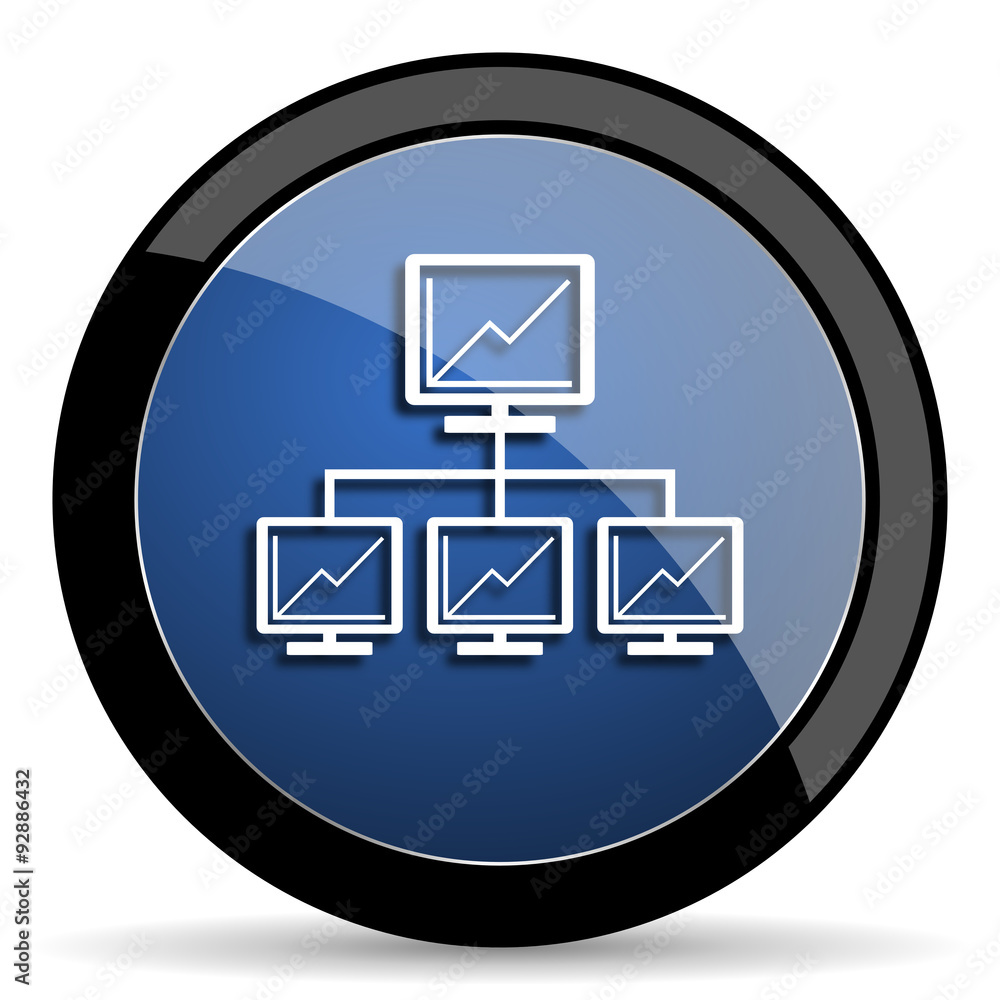 network blue circle glossy web icon on white background, round button for internet and mobile app network blue circle glossy web icon on white background, round button for internet and mobile app