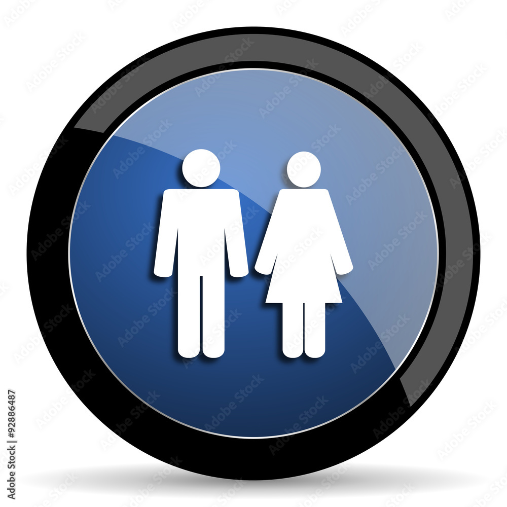 couple blue circle glossy web icon on white background, round button for internet and mobile app couple blue circle glossy web icon on white background, round button for internet and mobile app