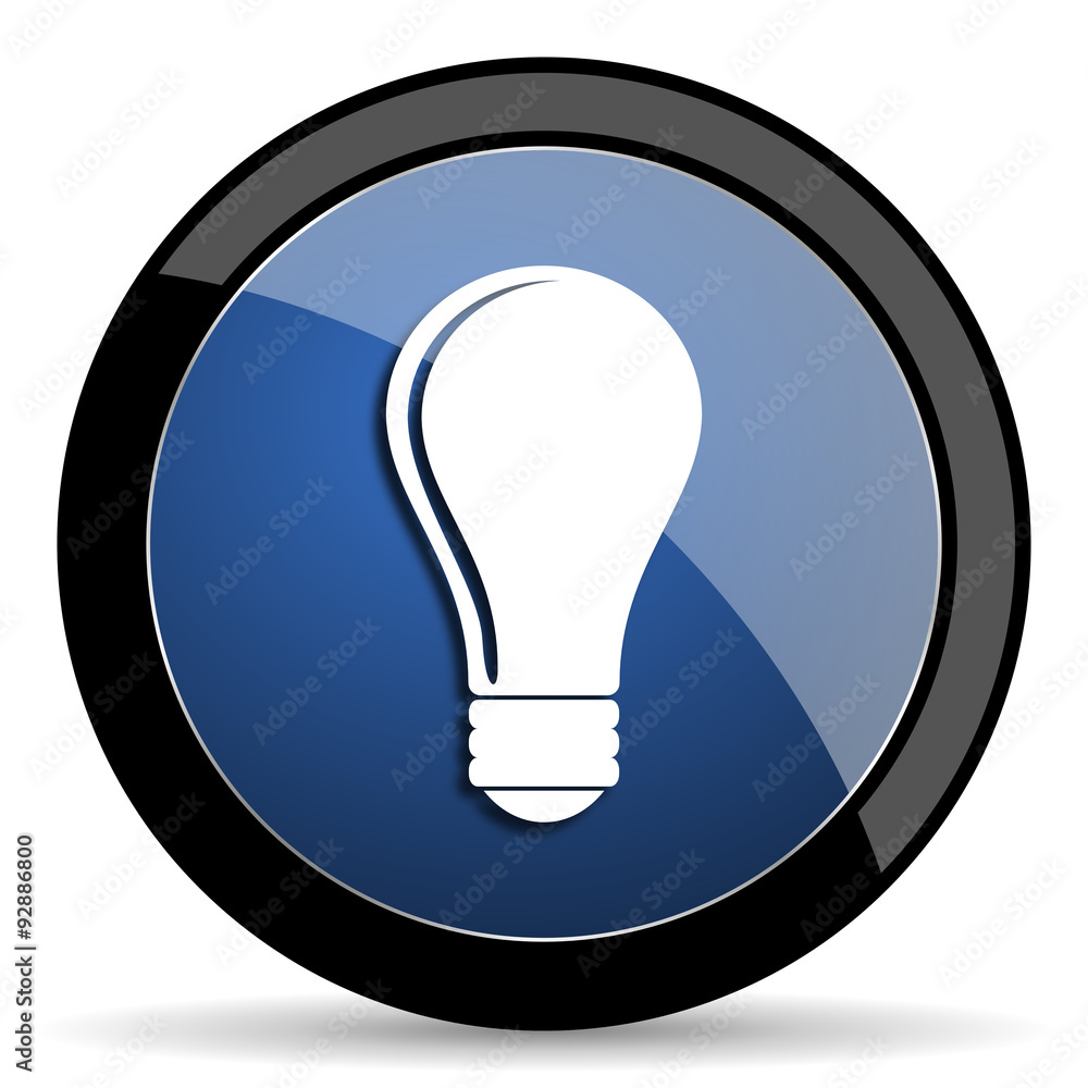 bulb blue circle glossy web icon on white background, round button for internet and mobile app bulb blue circle glossy web icon on white background, round button for internet and mobile app