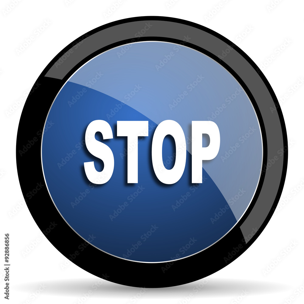 stop blue circle glossy web icon on white background, round button for internet and mobile app stop blue circle glossy web icon on white background, round button for internet and mobile app