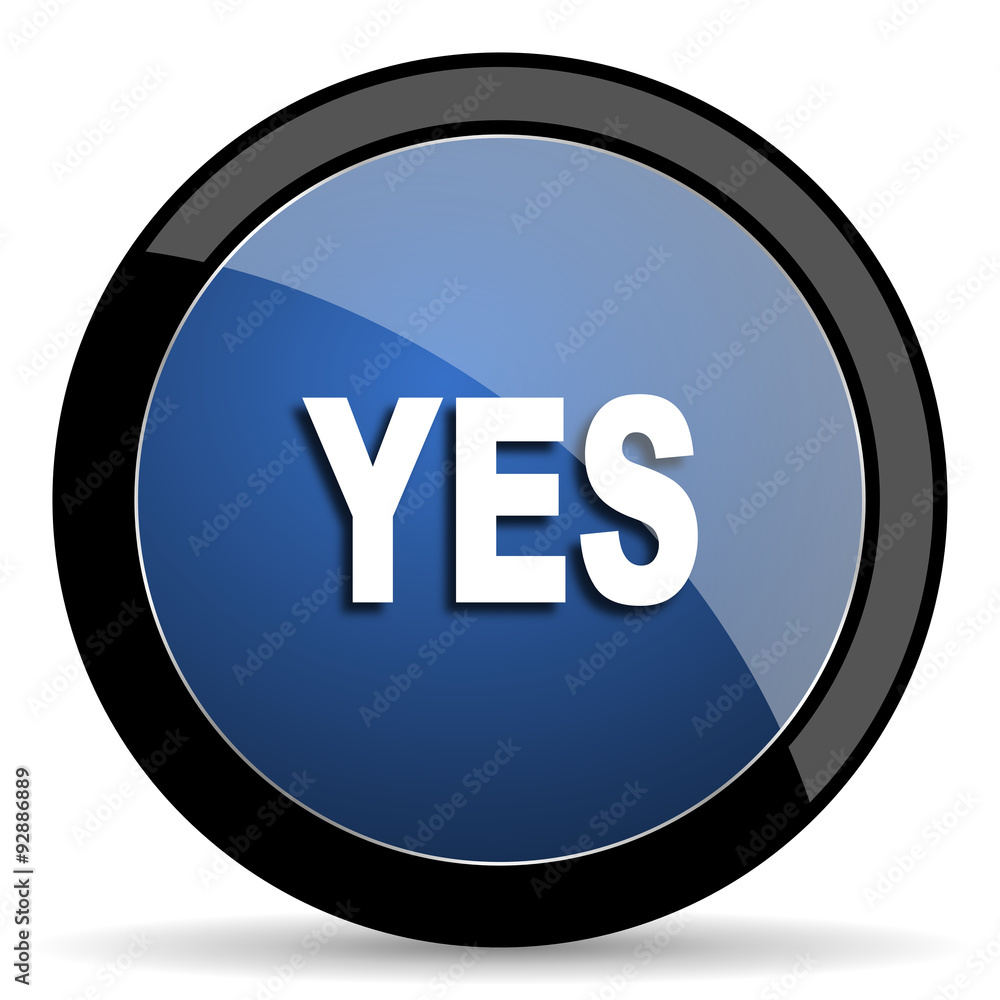 yes blue circle glossy web icon on white background, round button for internet and mobile app yes blue circle glossy web icon on white background, round button for internet and mobile app
