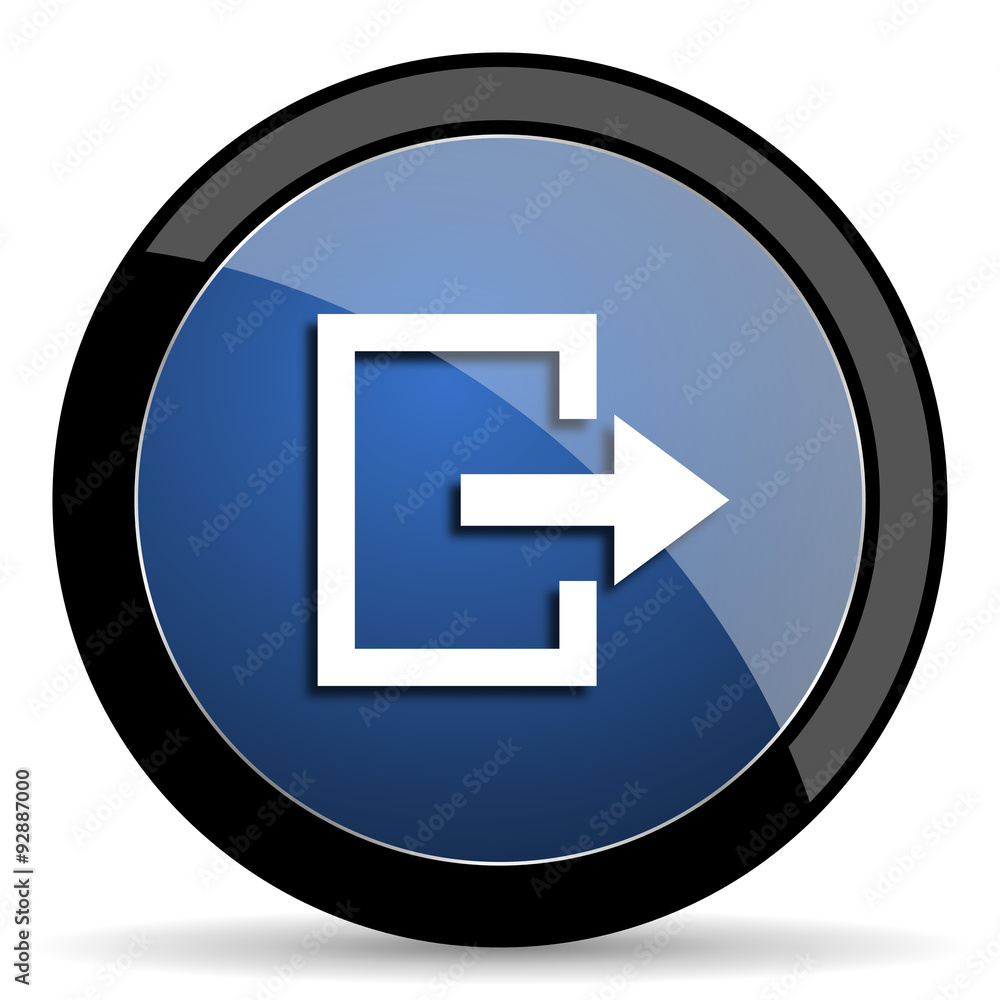 exit blue circle glossy web icon on white background, round button for internet and mobile app exit blue circle glossy web icon on white background, round button for internet and mobile app