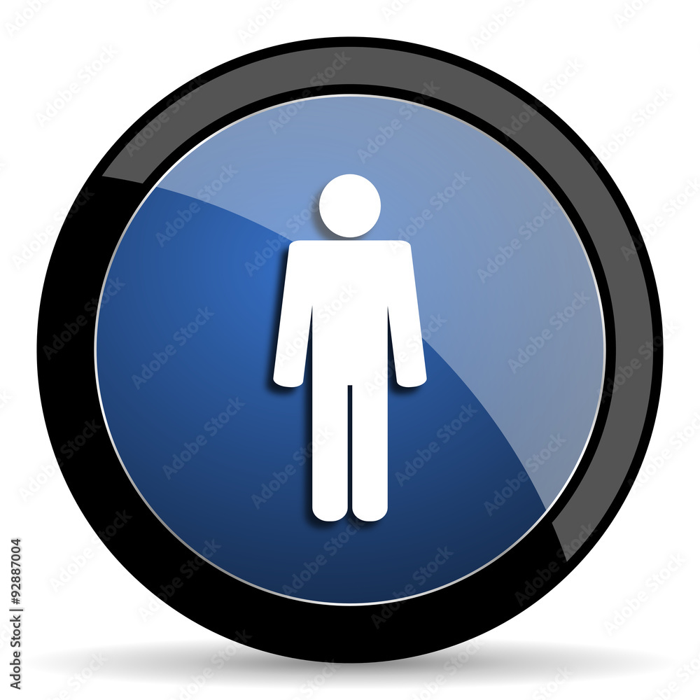 male blue circle glossy web icon on white background, round button for internet and mobile app male blue circle glossy web icon on white background, round button for internet and mobile app