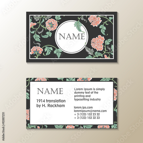 Vector floral visit card template