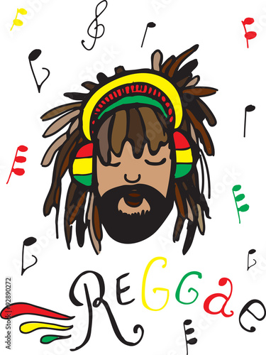 reggae, rastaman in headphones