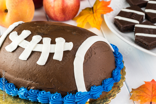 Football shaped cake.
